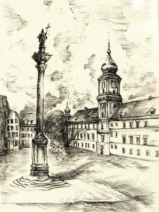 3 prace tworzące cykl pt."Warszawa w grafice "