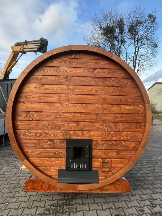 Sauna Ogrodowa Beczka 300cm z Przedsionkiem + Piec
