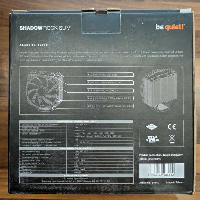 be quiet! Shadow Rock Slim – wydajne i ciche chłodzenie CPU | komplet | okazja