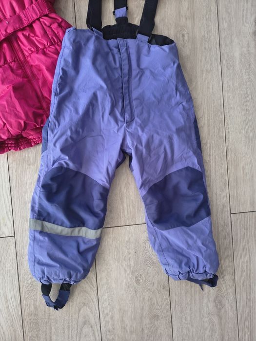 Komplet zimowy na śnieg spodnie narciarskie na szelkach kurtka zimowa