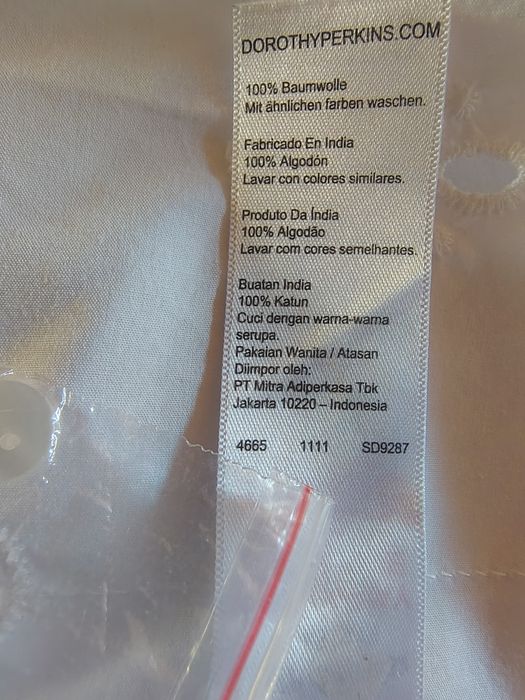Бавовняна біла блузка з прошвою Dorothy Perkins, розмір EUR 42(L/XL)