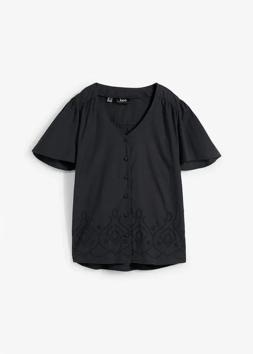 B.P.C czarna bluzka koszulowa z haftem ^50