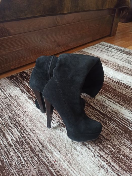 Сапожки-ботфорди зима замш