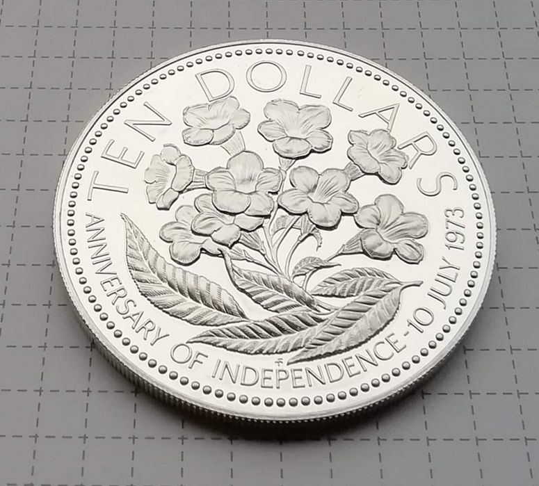 Багамські о-ви 10 $ 1977р. СРІБЛО. ПРУФ. Сертифікат. 49,1 грам