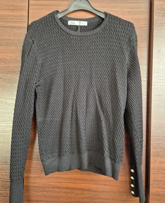 Sweter czarny ZARA z perełkami