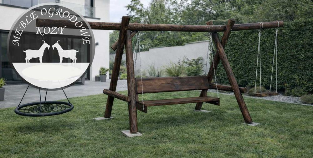 Meble ogrodowe DREWNIANE góralskie DO OGRODU biesiadne LITE DREWNO +