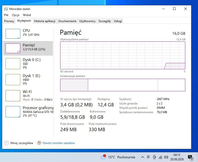 Komputer do gier | Ryzen 5 (6 rdzeni / 12 wątków) | GTX 1650 4GB | 16GB RAM | 128GB + 1TB