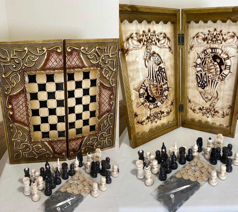 Шахматы и нарды под заказ из натурального дерева Дуб Ясень Ольха