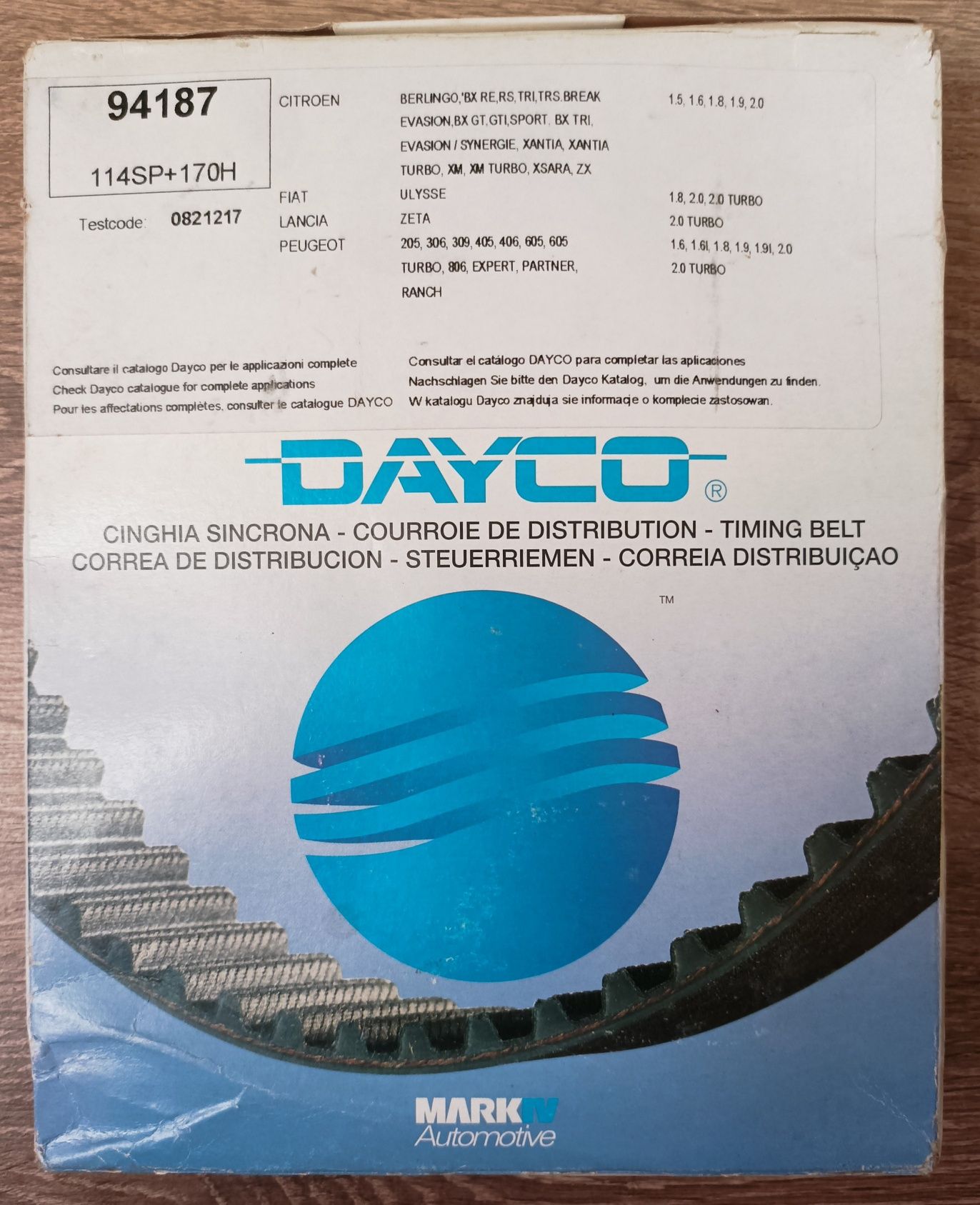 Ремень ГРМ Dayco 94187 114 зубцов 17 мм (Citroen Peugeot Lancia Fiat):  продажа, цена в Киеве. Ремни грм, цепи грм от 