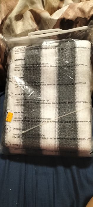 Roleta balkonowa w szarobiałe pasy,500x90