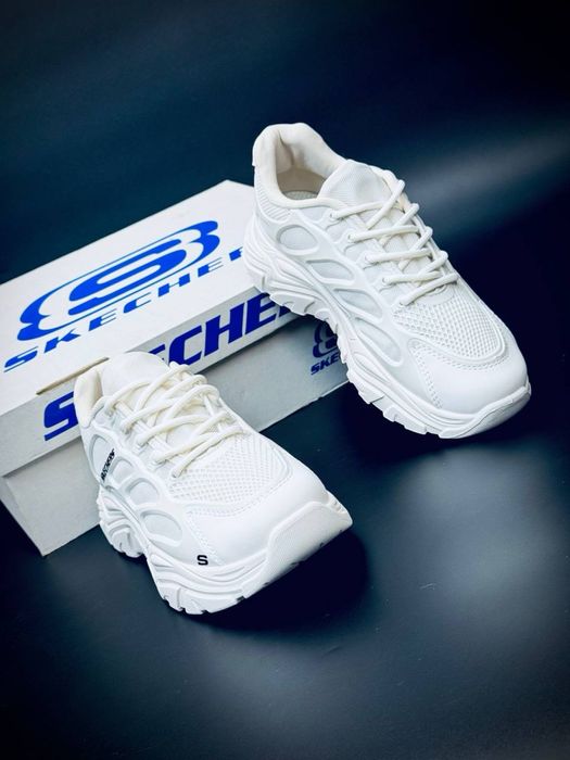 Новинка на весну • Skechers жіночі білі •шкіряні женські крослвки 2026