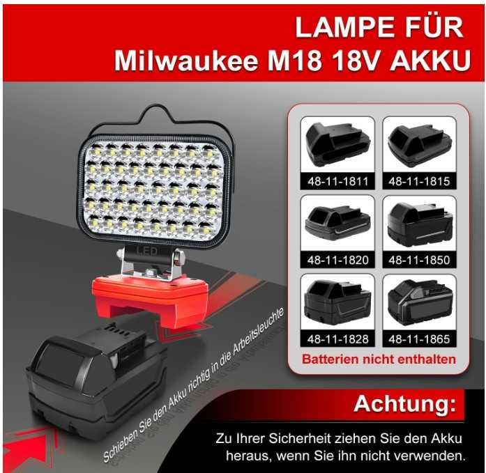 Bezprzewodowa lampa robocza led pod akumulator Milwaukee 18V