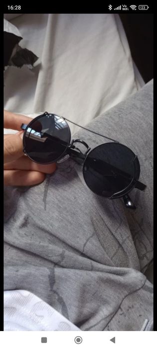 Okulary przeciwsłoneczne vintage lenonki okrągłe czarne unisex