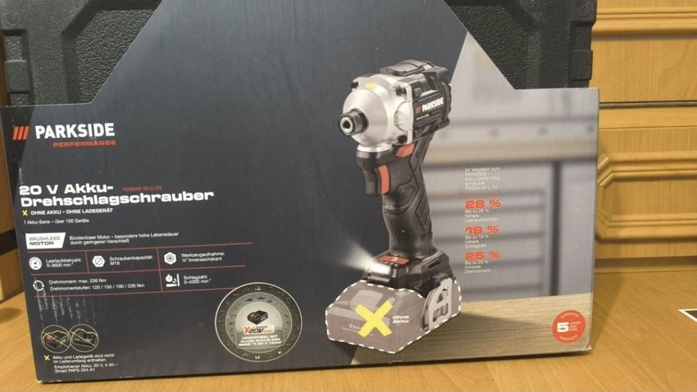 Аккумуляторный шуруповерт импакт PARKSIDE performance 20v