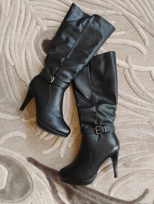 Buty, kozaki długie ocieplane + zapasowe fleki