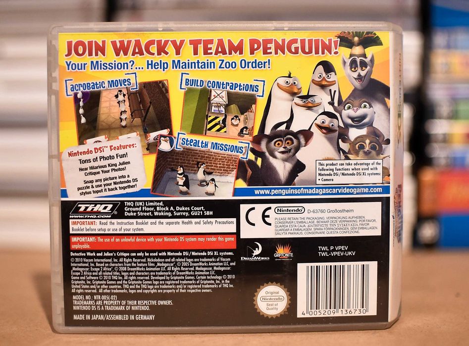 Pudełko Nintendo DS Pingwiny z Madagaskaru