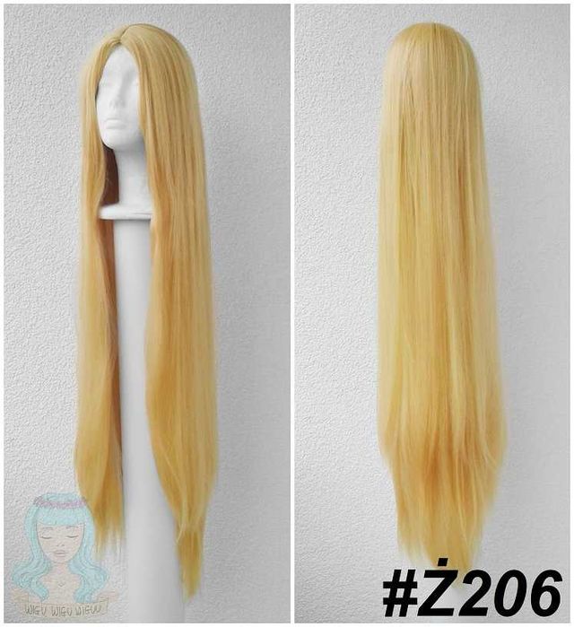 Roszpunka żółta blond ciepła długa 100cm metrowa peruka cosplay wig