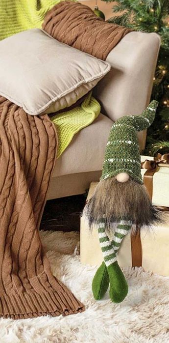 Skrzat świąteczny krasnal dekoracja świąteczna figurka ozdoba 37 cm