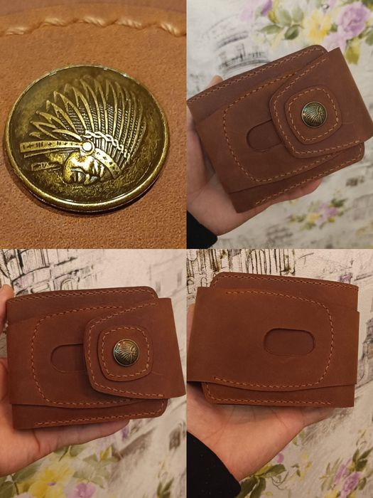 Гаманець ручної роботи Байкерський + затискач в подарунок шкіра кошеле