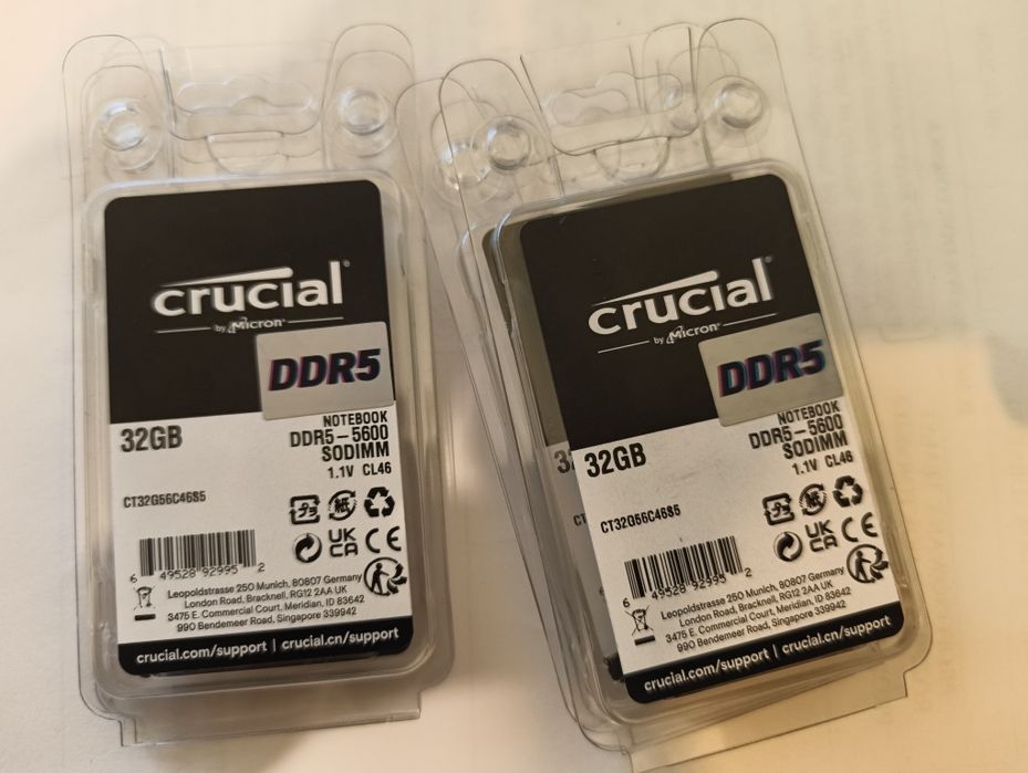 Crucial DDR5 5600 SODIMM 1.1v CL46 32GB