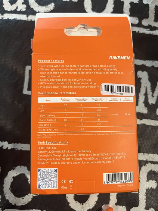 Smart Camera Ravemen NT301 - 80 Lumens