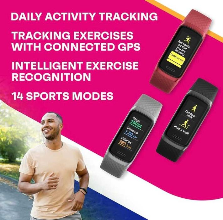 Smart opaska sportowa OCTANDRA Active 2 Fitness IP68 czarna