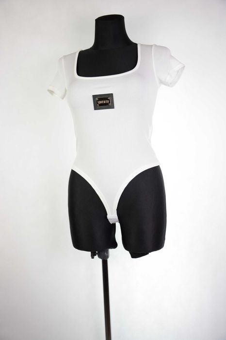 Body damskie prążek, bluzka damska, biała