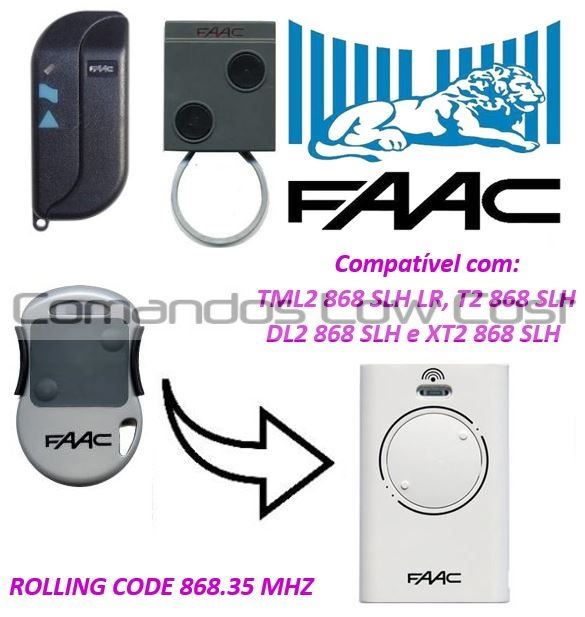 Comando Original FAAC XT2 e XT4 SLH LR 868mhz, NOVO