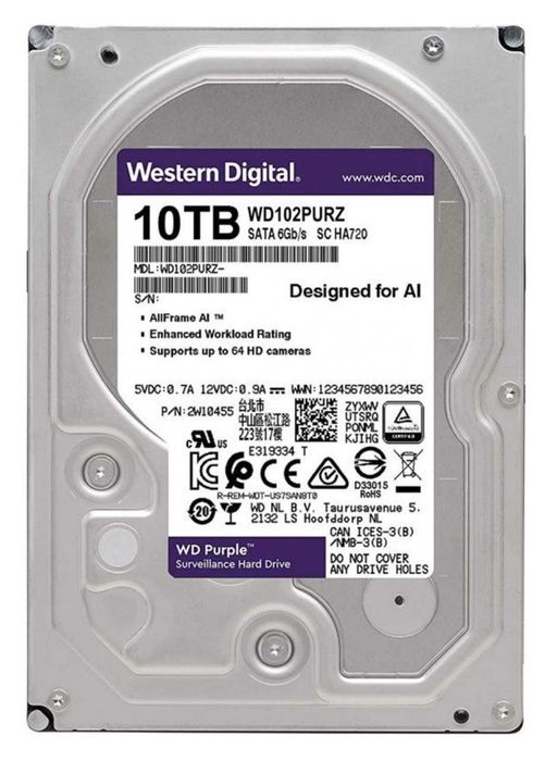 Жорсткий диск Western Digital Purple 10TB 7200rpm 256MB WD102PURZ 3.5 SATA III