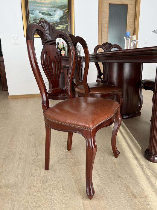 Móveis sala de jantar mogno folheado a nogueira