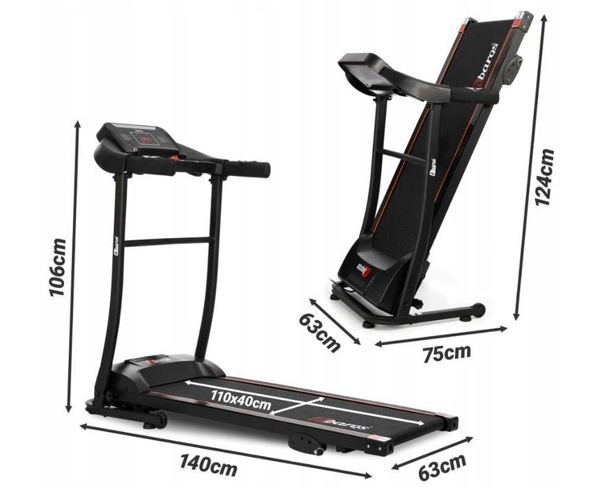 NOWA Bieżnia Domowa Składana 120kg Elektryczna 1-12km/h Regulowany Kąt