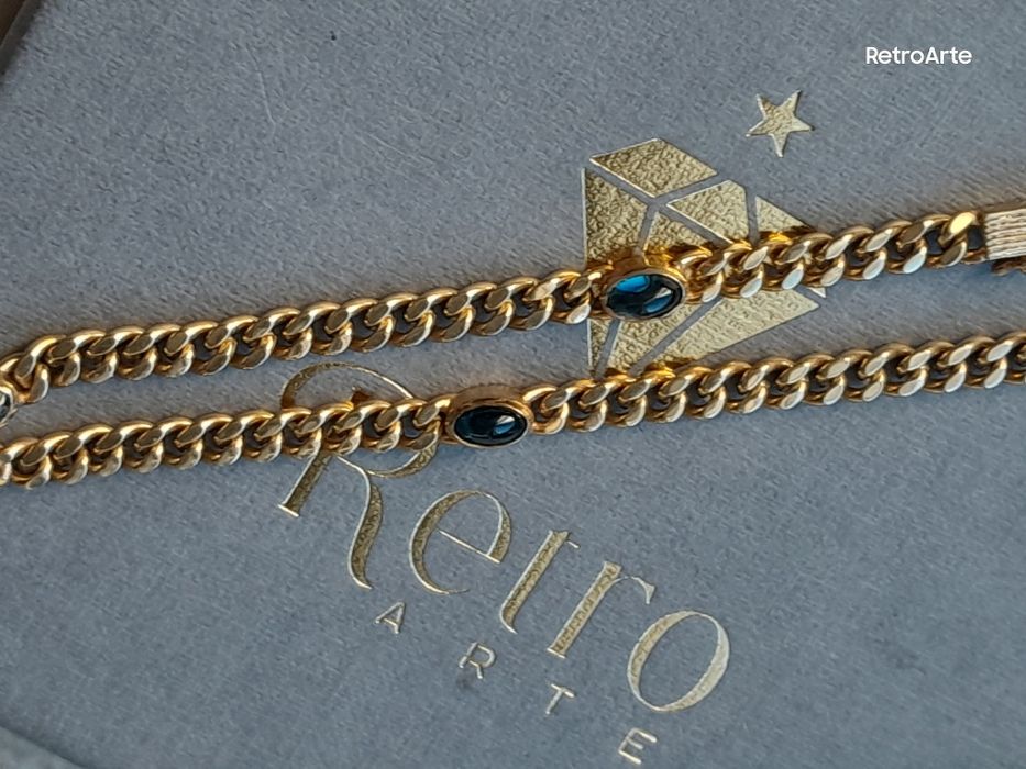 Retro Bransoletka  8.3g Złoto 585 Szafiry Nat. WYCENA