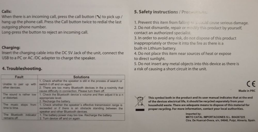 Coluna de som à prova de água