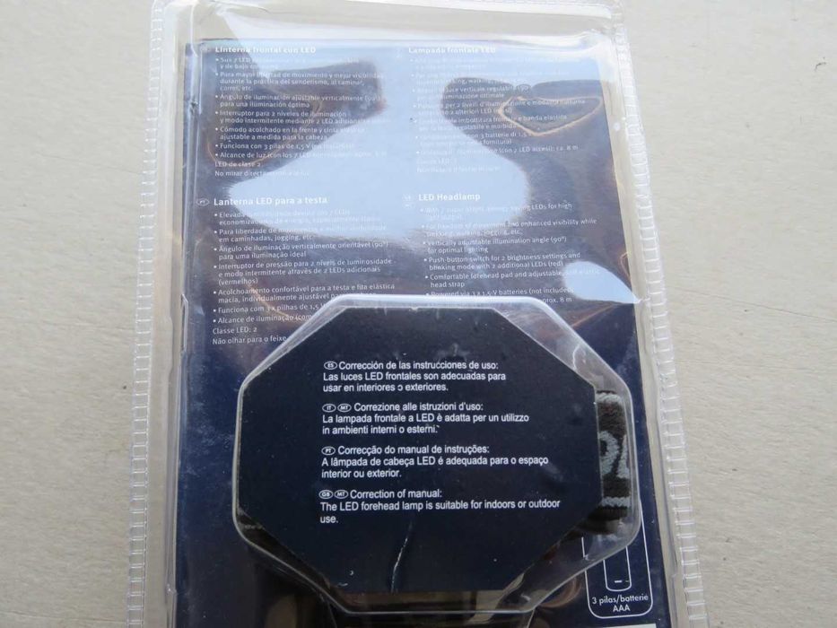 Lanterna Led para testa Crivit. 7 Leds. + 2 leds vermelhos. Angulo 90º