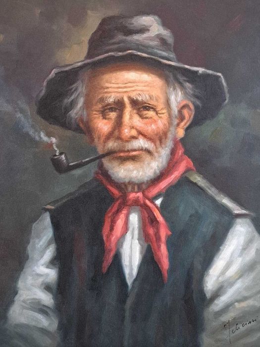 Obraz olejny na płótnie - Portret fajnego Dziadka