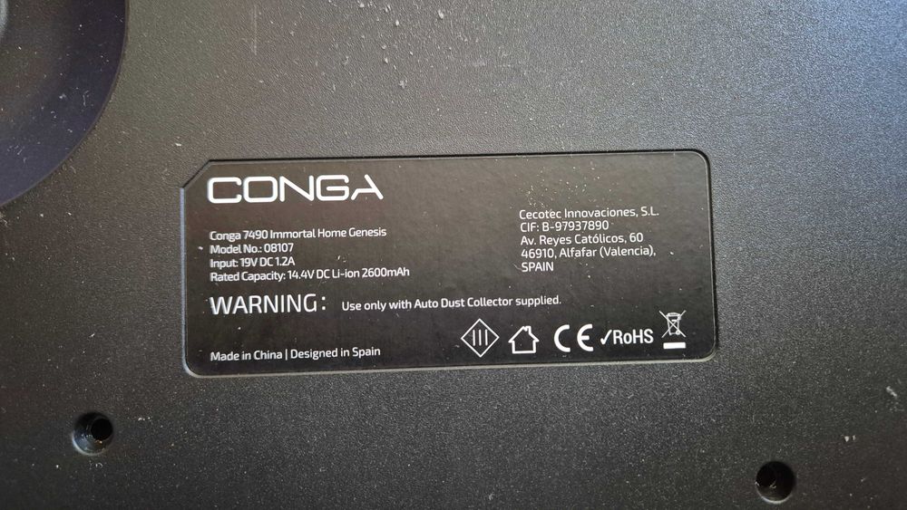 Robot cecotec Conga 7490 Immortal (Avariado) + Base (A funcionar)