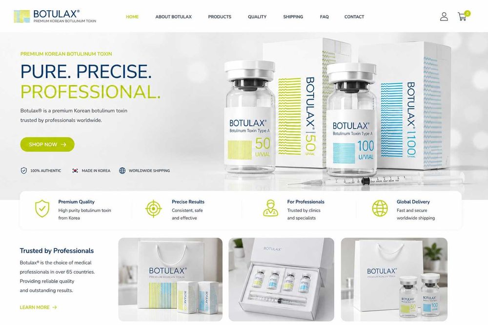 Negócio online pronto – loja de toxina botulínica para Europa, Reino Unido, EUA e Canadá.