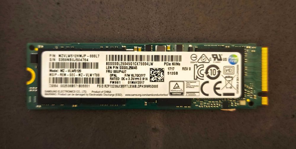 Samsung PM961 512GB NVMe M.2 SSD