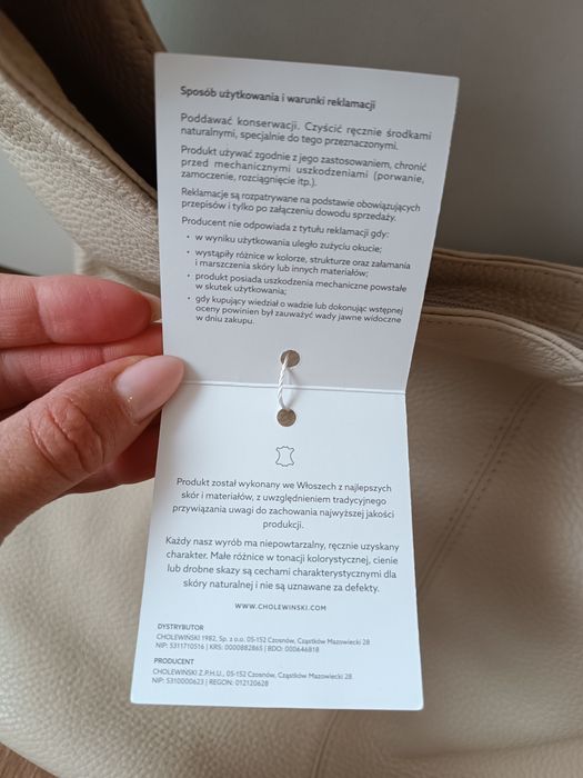 Torebka shopper bag włoska skóra Cholewiński