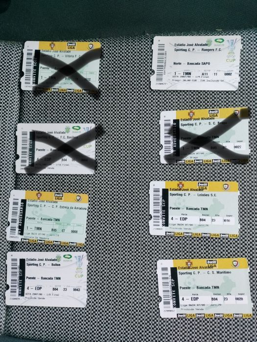 Bilhetes Antigos jogos Sporting