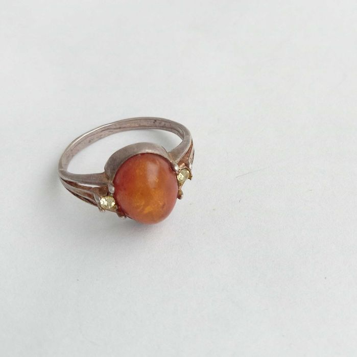 Перстень кольцо бурштин натуральний (янтарь) Срібло 925 проба. Вінтаж