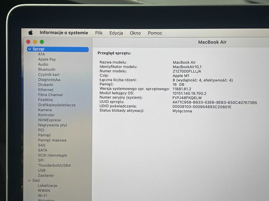 2020 MacBook Air A2337 13" M1 16GB 512GB
