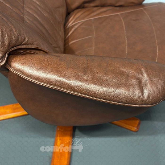 Коричневий шкіряний реклайнер/шкіряне крісло для відпочинку/ЛУЦЬК