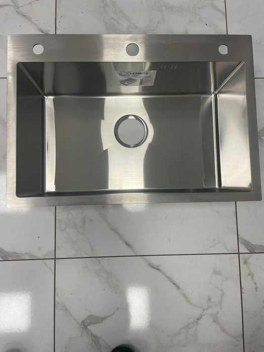 Мийка Luminex 6545 сіра + кран з висувним виливом Kroner + ополіскувач