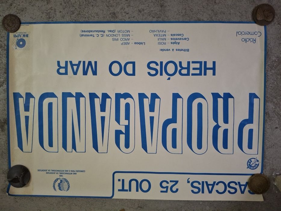 Grande cartaz concerto cascais propaganda heróis do mar 1985