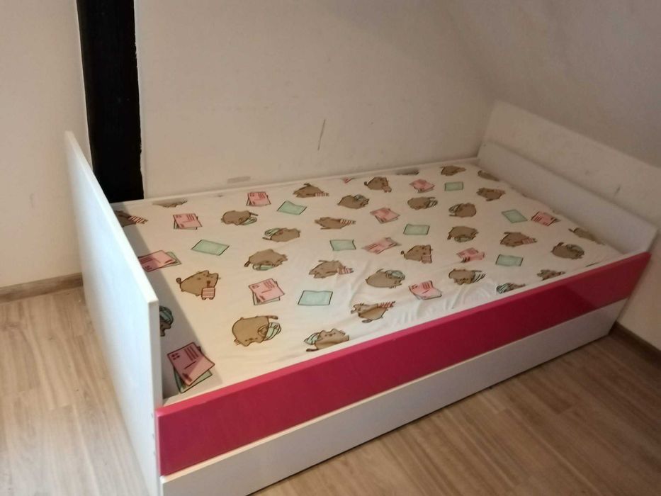 łóżko 2w1 biało różowe dla dziewczynki 80x170