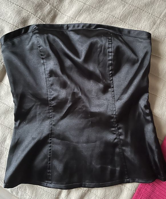 Gorset czarny nowy atłasowy satynowy