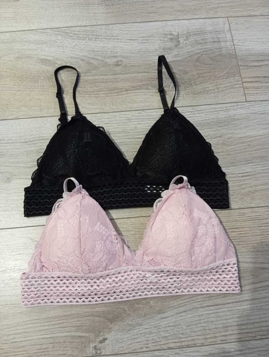 2 biustonosze czarny + różowy