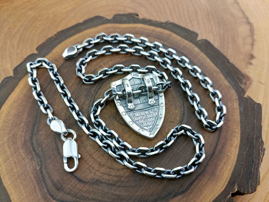 Якорная цепочка подвеска Щит Георгий Победоносец. Георгій Побідоносець