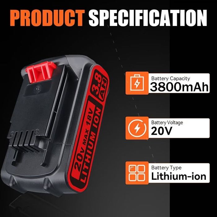 Bateria para Black & Decker - 3.8Ah 18V MAX 20V - NOVA